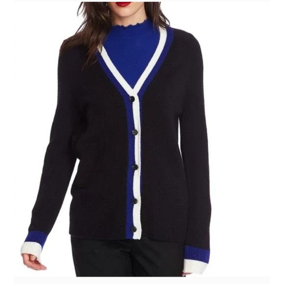 COURT & ROWE Black Kenmare Merino Wool Blend Grandpa Cardigan XS - Picture 1 of 6